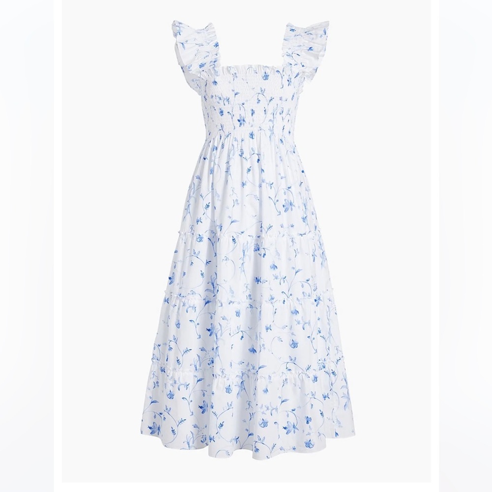 Hill House Nap Dress in Blue Botanical